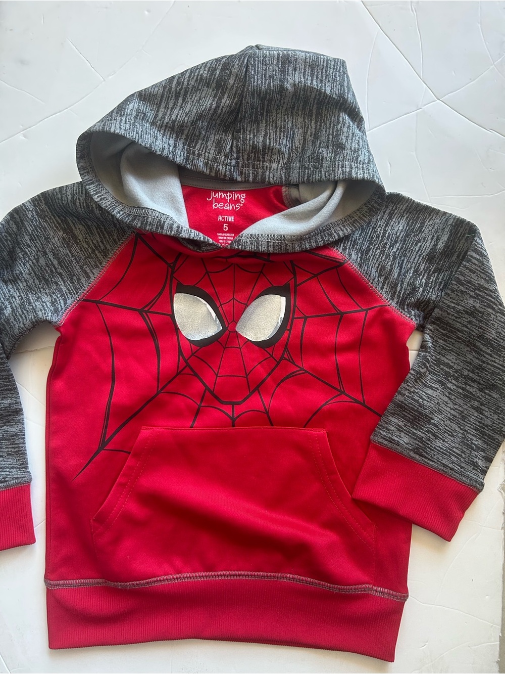 jumping beans Red & Gray Spider Web Hooded Sweatshirt for Kids